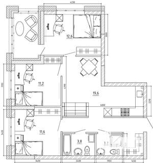 3-к квартира, вторичка, 80м2, 3/15 этаж