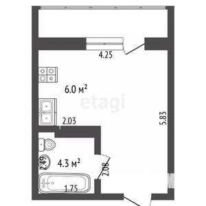 1-к квартира, вторичка, 24м2, 15/15 этаж