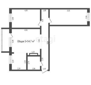 3-к квартира, вторичка, 55м2, 5/5 этаж
