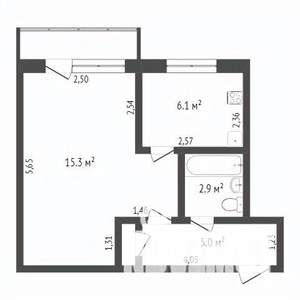1-к квартира, вторичка, 32м2, 3/5 этаж