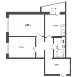2-к квартира, вторичка, 58м2, 6/16 этаж