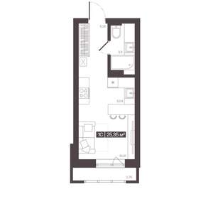 1-к квартира, вторичка, 25м2, 6/16 этаж