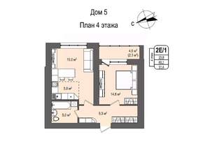 2-к квартира, строящийся дом, 51м2, 4/16 этаж