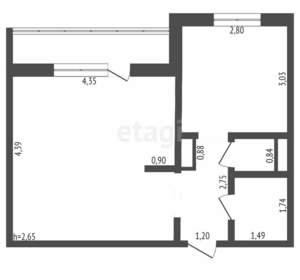1-к квартира, вторичка, 34м2, 7/9 этаж
