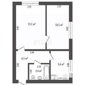2-к квартира, вторичка, 39м2, 3/3 этаж