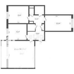 3-к квартира, вторичка, 61м2, 5/9 этаж