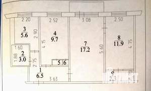 3-к квартира, вторичка, 57м2, 4/5 этаж