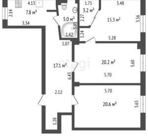 3-к квартира, вторичка, 89м2, 2/4 этаж