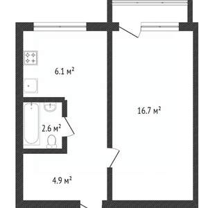 1-к квартира, вторичка, 34м2, 1/5 этаж