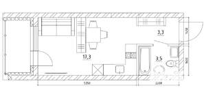 1-к квартира, вторичка, 28м2, 12/15 этаж