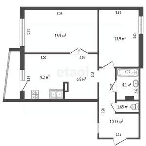 2-к квартира, вторичка, 63м2, 7/12 этаж