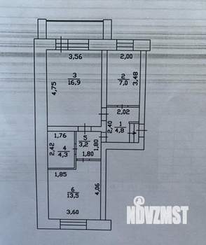 2-к квартира, вторичка, 50м2, 1/5 этаж