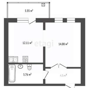 1-к квартира, вторичка, 37м2, 4/12 этаж