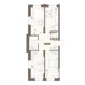 3-к квартира, вторичка, 74м2, 1/16 этаж