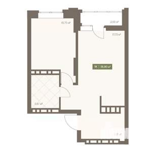 1-к квартира, вторичка, 39м2, 7/16 этаж