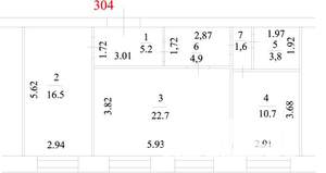 3-к квартира, вторичка, 65м2, 3/5 этаж