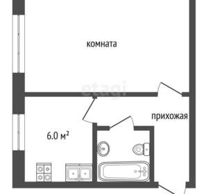 1-к квартира, вторичка, 34м2, 1/5 этаж