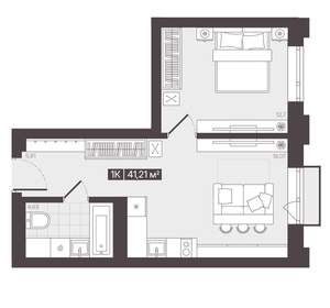 1-к квартира, вторичка, 41м2, 5/16 этаж