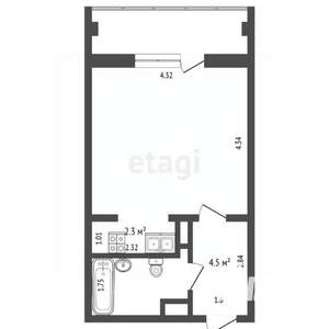 Студия квартира, вторичка, 31м2, 6/9 этаж