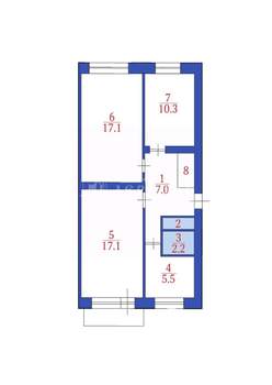 3-к квартира, вторичка, 62м2, 3/5 этаж