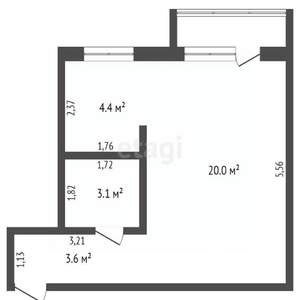1-к квартира, вторичка, 31м2, 5/5 этаж