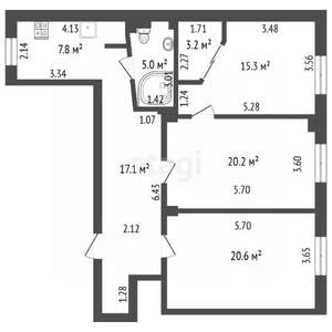 3-к квартира, вторичка, 89м2, 2/4 этаж