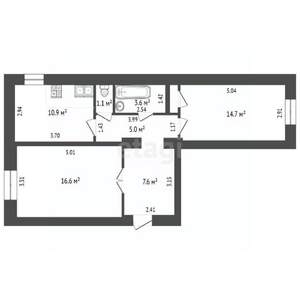 2-к квартира, вторичка, 60м2, 3/5 этаж