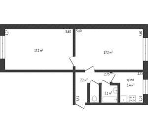 2-к квартира, вторичка, 44м2, 2/5 этаж