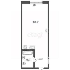 Студия квартира, вторичка, 23м2, 1/5 этаж