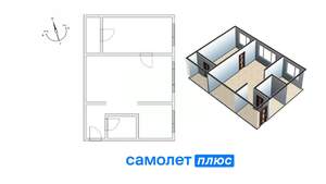 2-к квартира, вторичка, 44м2, 1/5 этаж