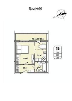 1-к квартира, строящийся дом, 37м2, 6/16 этаж