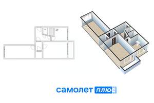 2-к квартира, вторичка, 45м2, 3/5 этаж