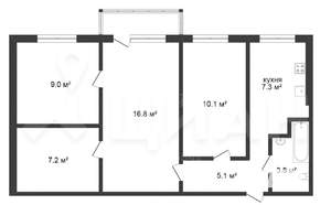 4-к квартира, вторичка, 61м2, 3/5 этаж