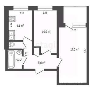 2-к квартира, вторичка, 43м2, 4/9 этаж