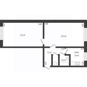 2-к квартира, вторичка, 42м2, 1/5 этаж