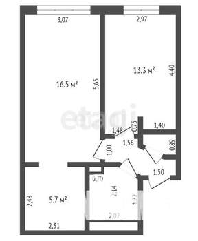 2-к квартира, вторичка, 47м2, 4/5 этаж
