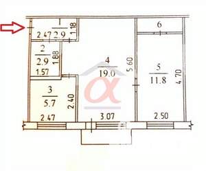 2-к квартира, вторичка, 45м2, 1/5 этаж