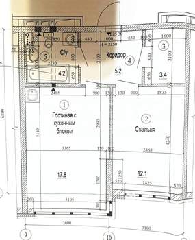 2-к квартира, вторичка, 41м2, 1/15 этаж