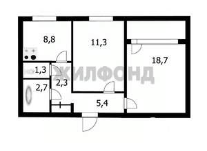 2-к квартира, вторичка, 51м2, 8/9 этаж