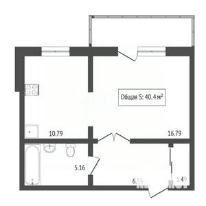 1-к квартира, вторичка, 40м2, 2/10 этаж