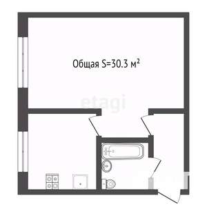 1-к квартира, вторичка, 30м2, 5/5 этаж