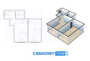 1-к квартира, вторичка, 46м2, 4/5 этаж