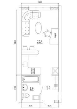 1-к квартира, вторичка, 28м2, 2/8 этаж