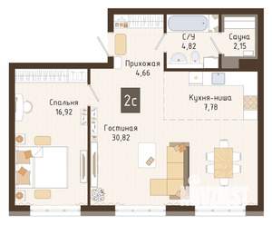 3-к квартира, вторичка, 68м2, 4/7 этаж