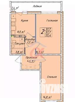 2-к квартира, вторичка, 52м2, 4/9 этаж