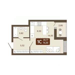 Студия квартира, вторичка, 31м2, 2/20 этаж