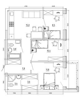 3-к квартира, вторичка, 71м2, 2/8 этаж