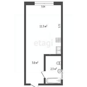 1-к квартира, вторичка, 17м2, 1/9 этаж
