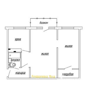2-к квартира, вторичка, 44м2, 3/5 этаж