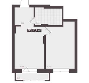 1-к квартира, вторичка, 42м2, 3/16 этаж